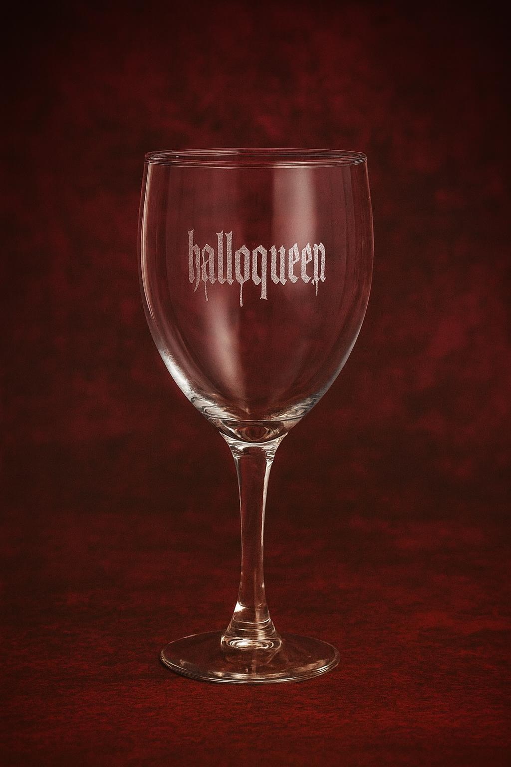 Halloqueen Engraved Wine Glass, Halloween Wine Glass Gift, Gothic Wine Glass, Spooky Wine Lover Gift, Halloqueen Glassware, Dishwasher Safe -Razels