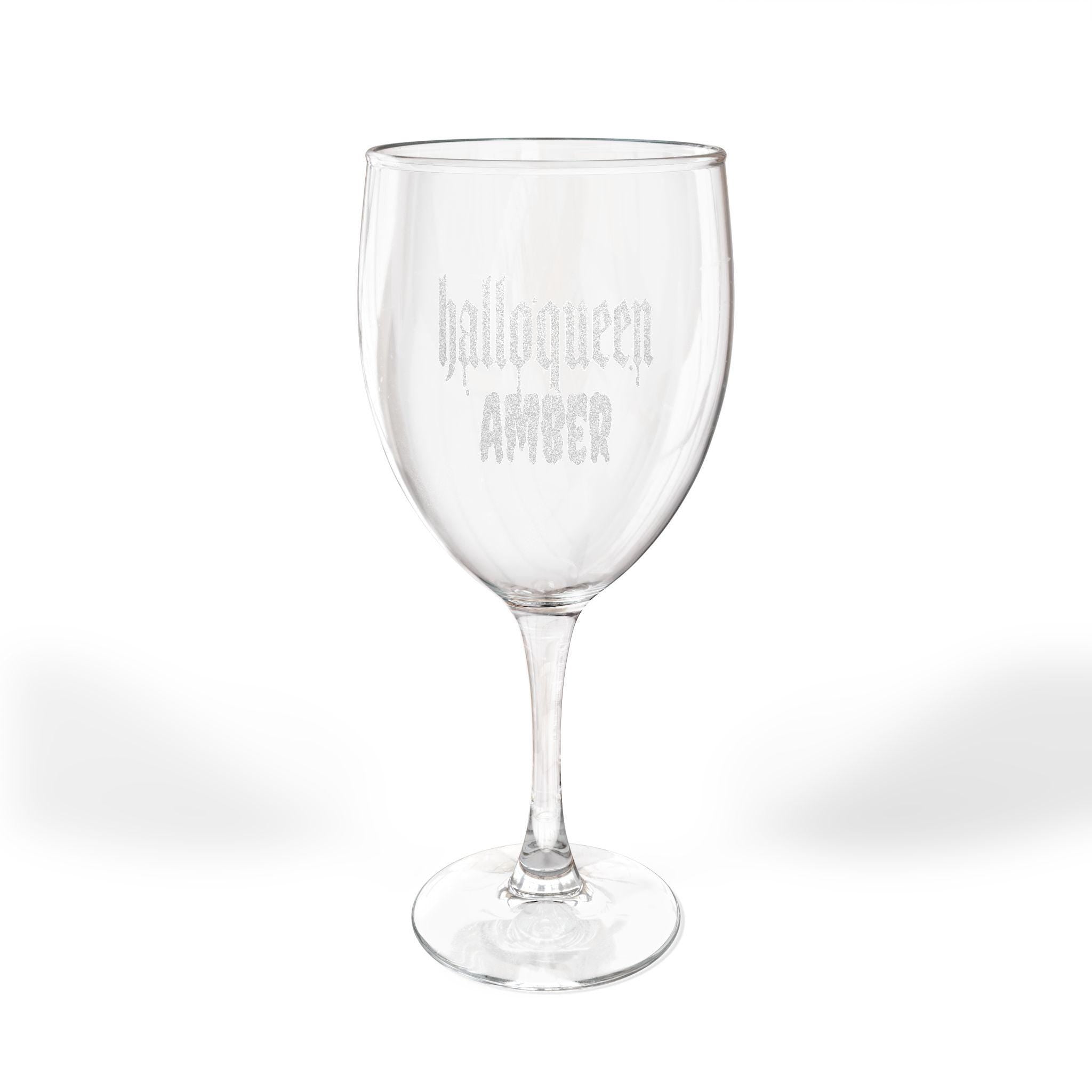 Halloqueen Engraved Wine Glass, Halloween Wine Glass Gift, Gothic Wine Glass -Razels