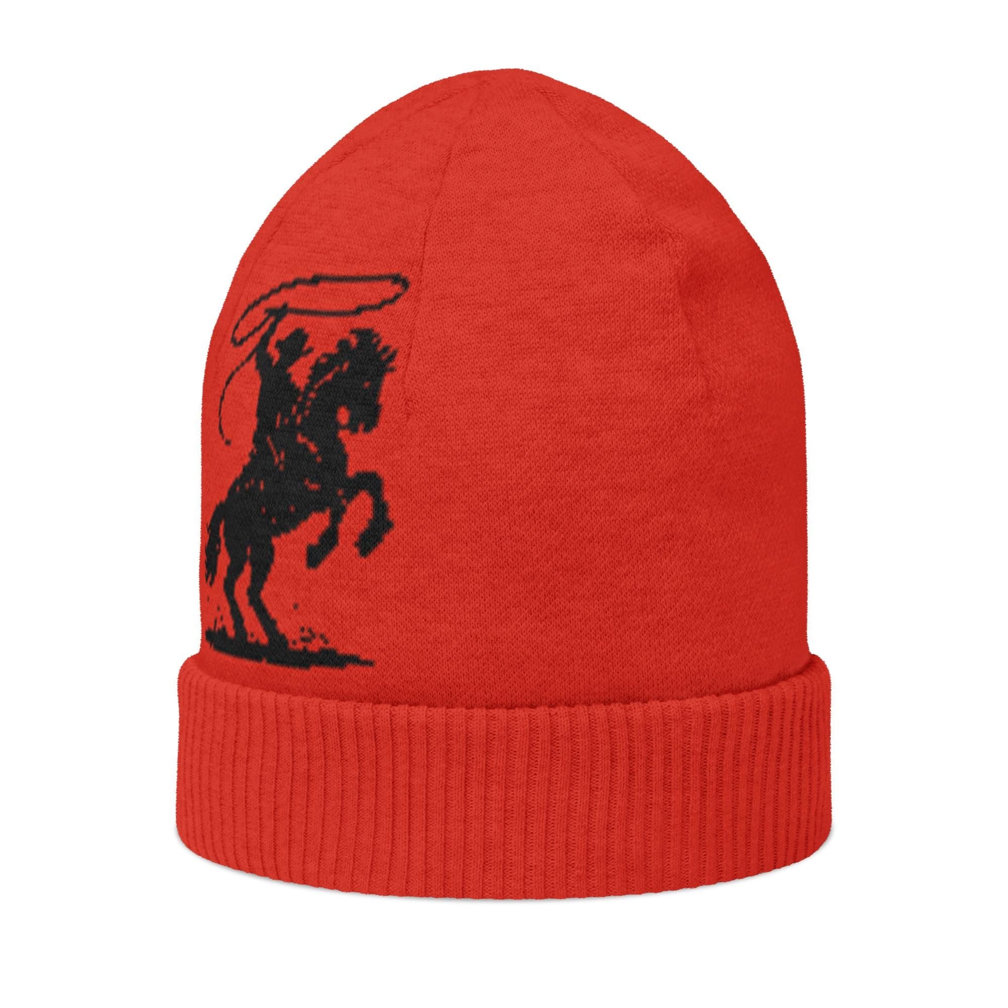 Cowboy Knit Beanie – Western Rope Rider Hat | Red Soft Knit | Razels Exclusive -Razels