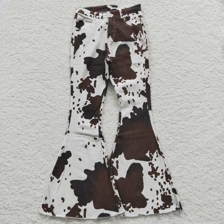 Cowprint Cowgirl Jeans – Women’s Western Bell Bottoms | Matching Mom + Me Outfit -Razels