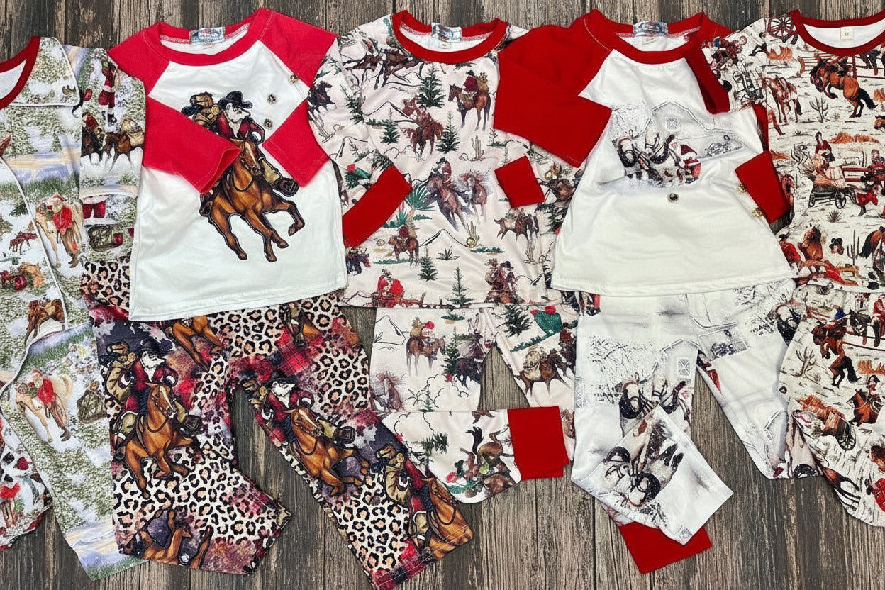 Retro Cowgirl Pajamas: Women's Western PJs - Matching Kids Sizes -Razels