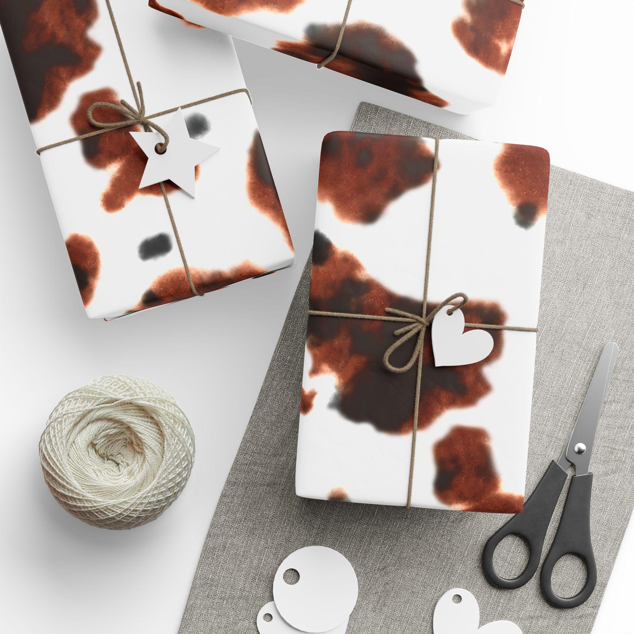 Cowprint Wrapping Paper, Western Gift Wrap, Cowboy Christmas Paper, Rustic Farm Gift Wrap, Country Birthday Wrapping Paper