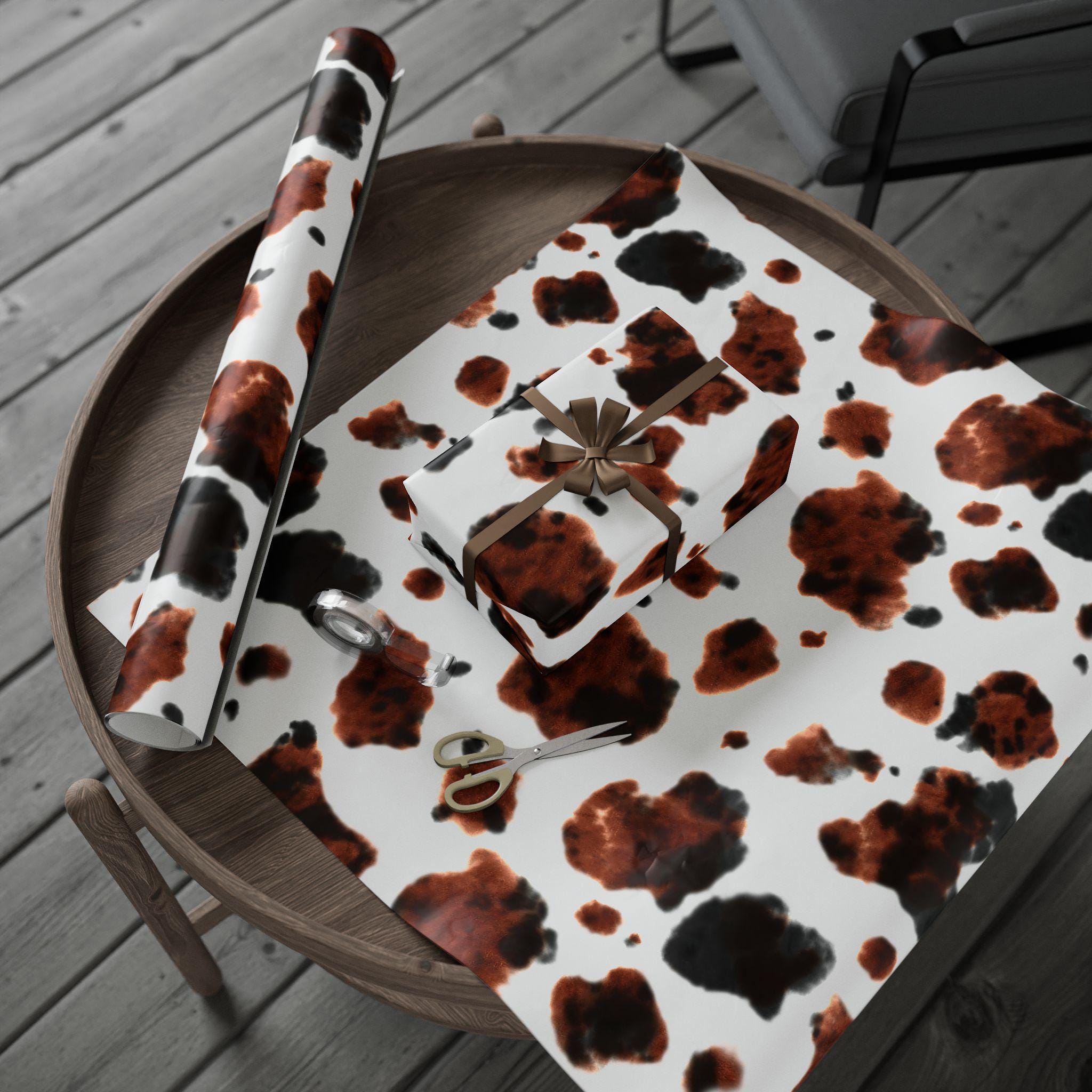 Cowprint Wrapping Paper, Western Gift Wrap, Cowboy Christmas Paper, Rustic Farm Gift Wrap, Country Birthday Wrapping Paper