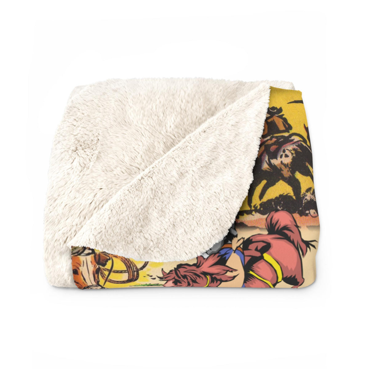 Vintage Cowboy Sherpa Fleece Blanket , Retro Western Throw | Cozy Cowboy Gift for Ranch & Home Décor