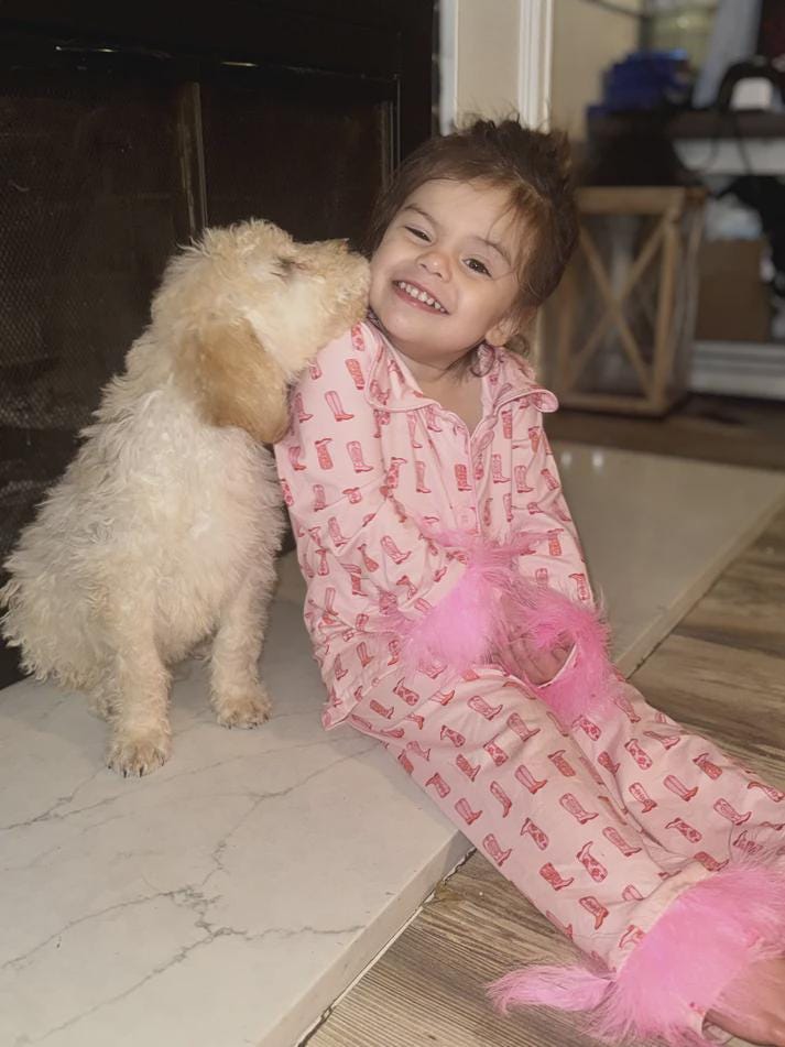 Pink Cowgirl Boot Pajamas with Pink Feather Trim | Girls Western Christmas or Birthday Gift -Razels