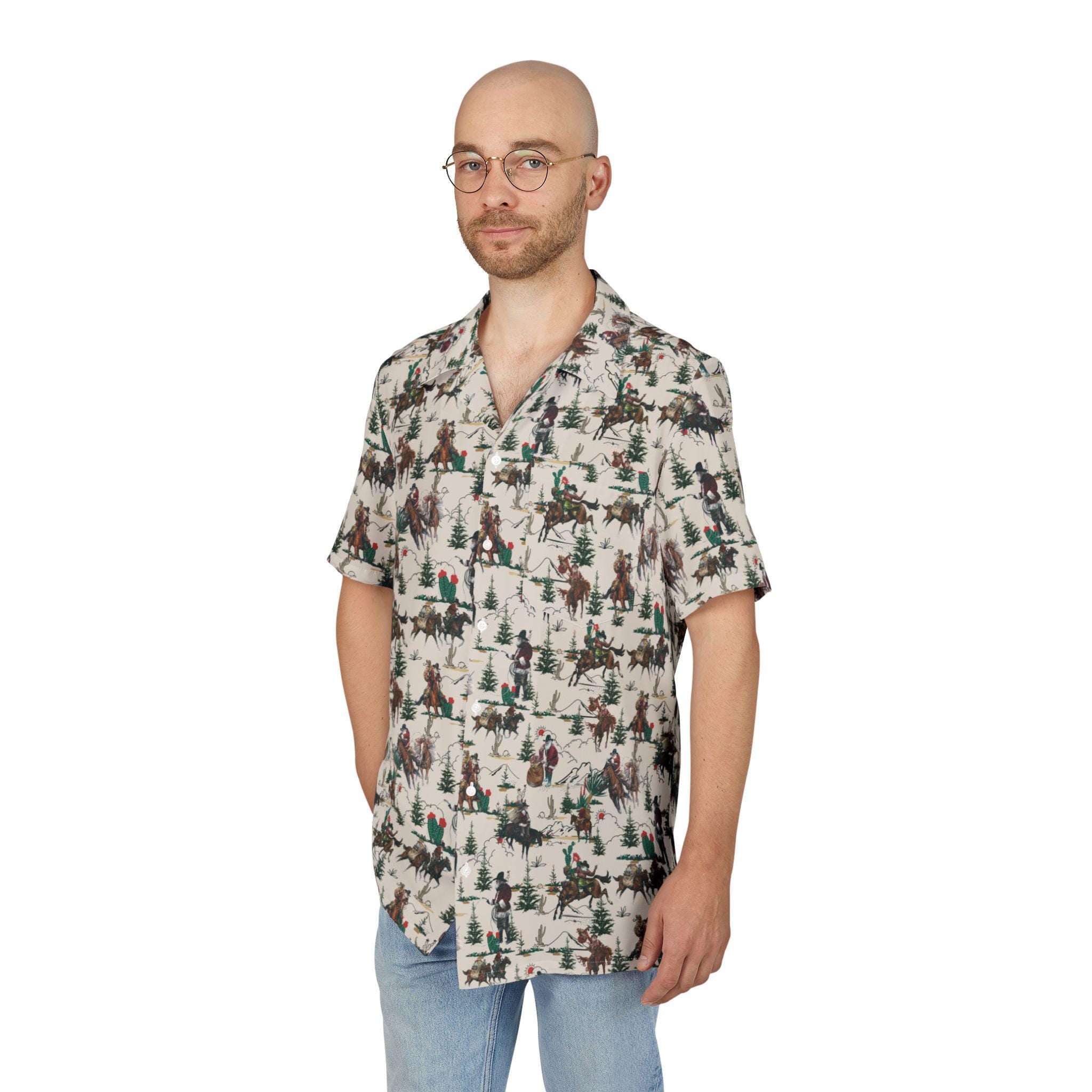 Cowboy Santa Hawaiian Shirt: Unisex Western Christmas Button Down -Razels