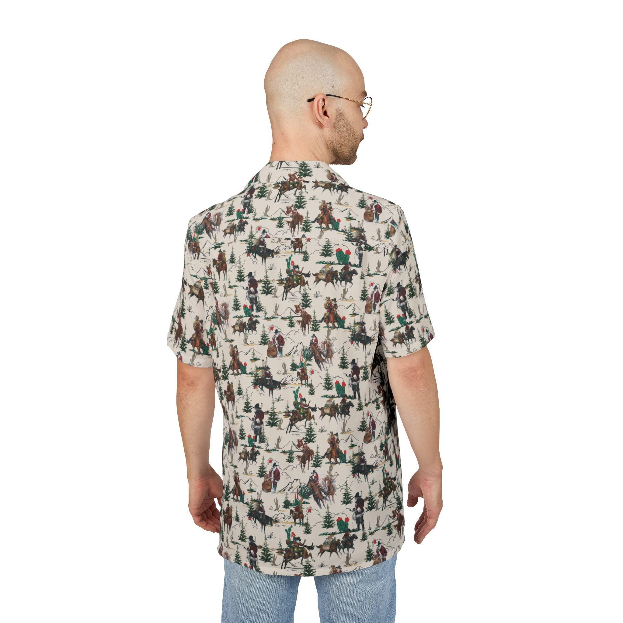 Cowboy Santa Hawaiian Shirt: Unisex Western Christmas Button Down -Razels
