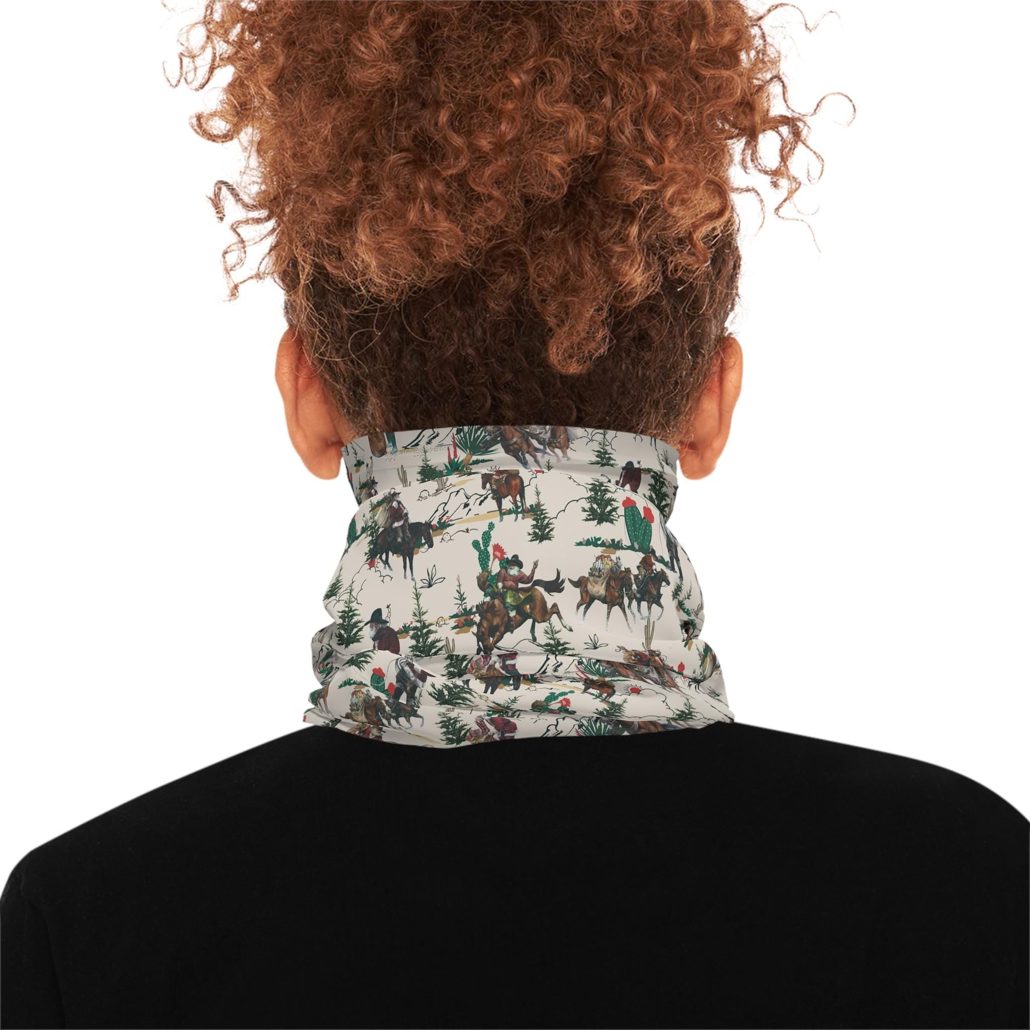 Beige Cowboy Santa Christmas Neck Gaiter, Western Neckerchief, Cowboy Gear, Cowgirl Gift -Razels