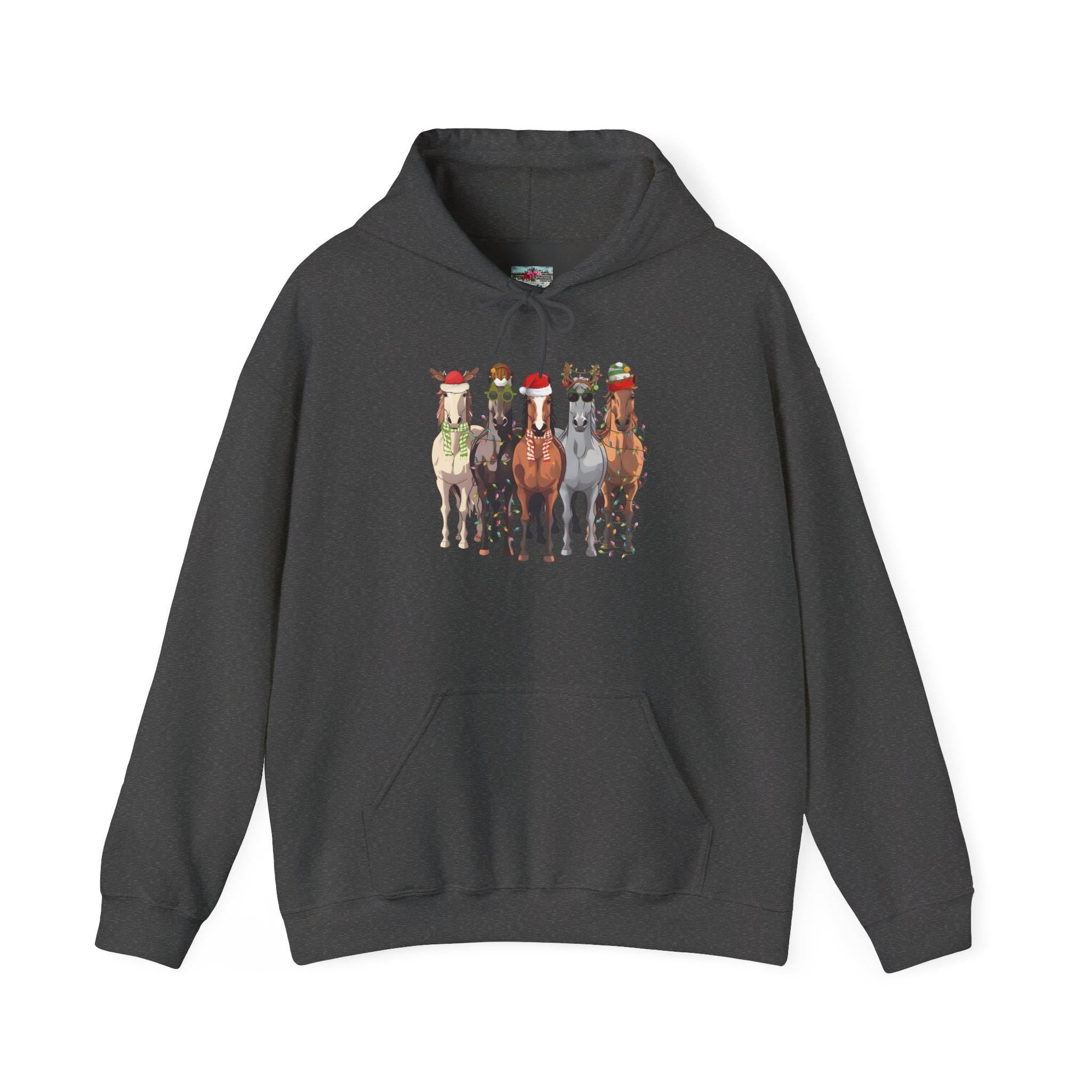 Festive Horse Christmas Hoodie, Western Holiday Sweatshirt -Razels