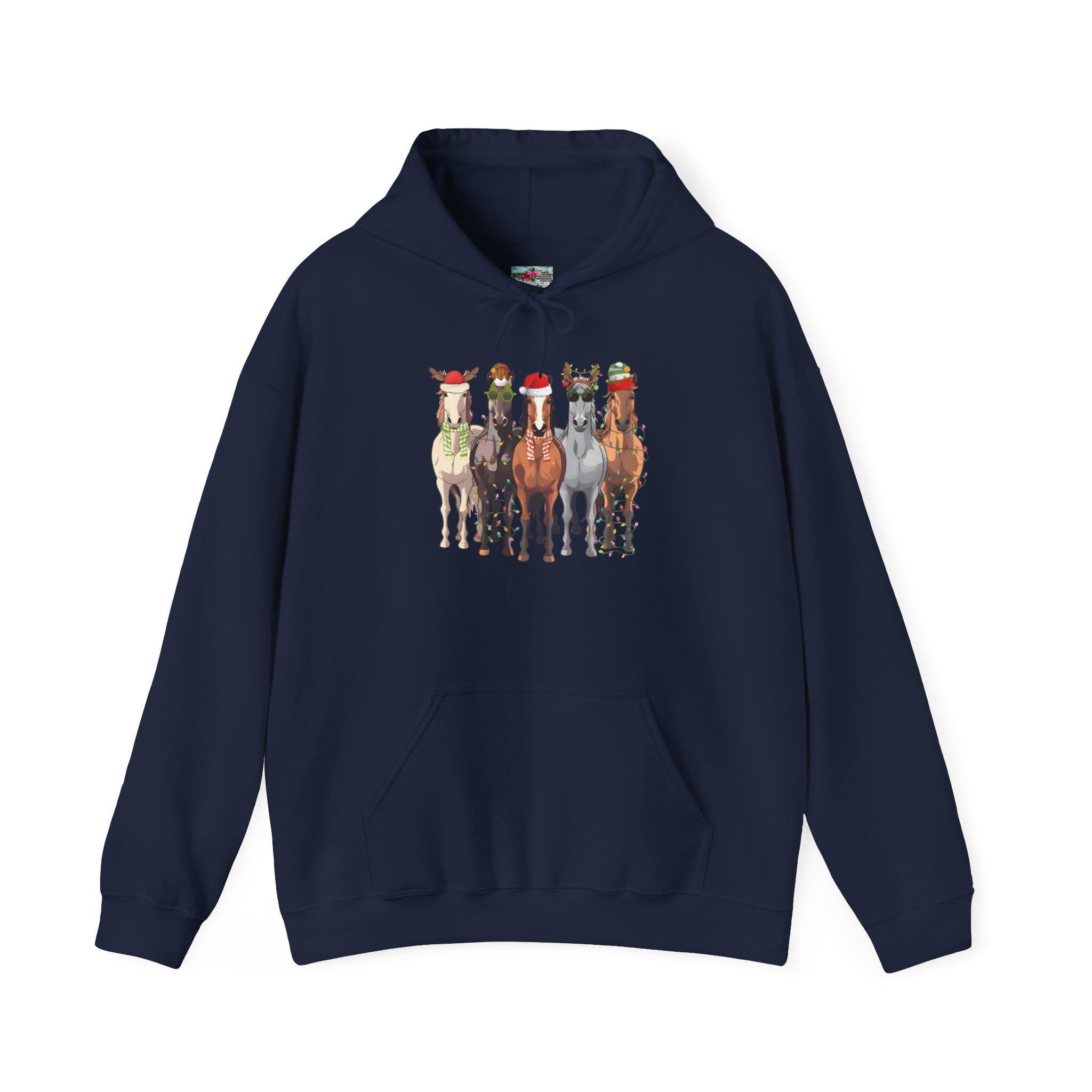 Festive Horse Christmas Hoodie, Western Holiday Sweatshirt -Razels