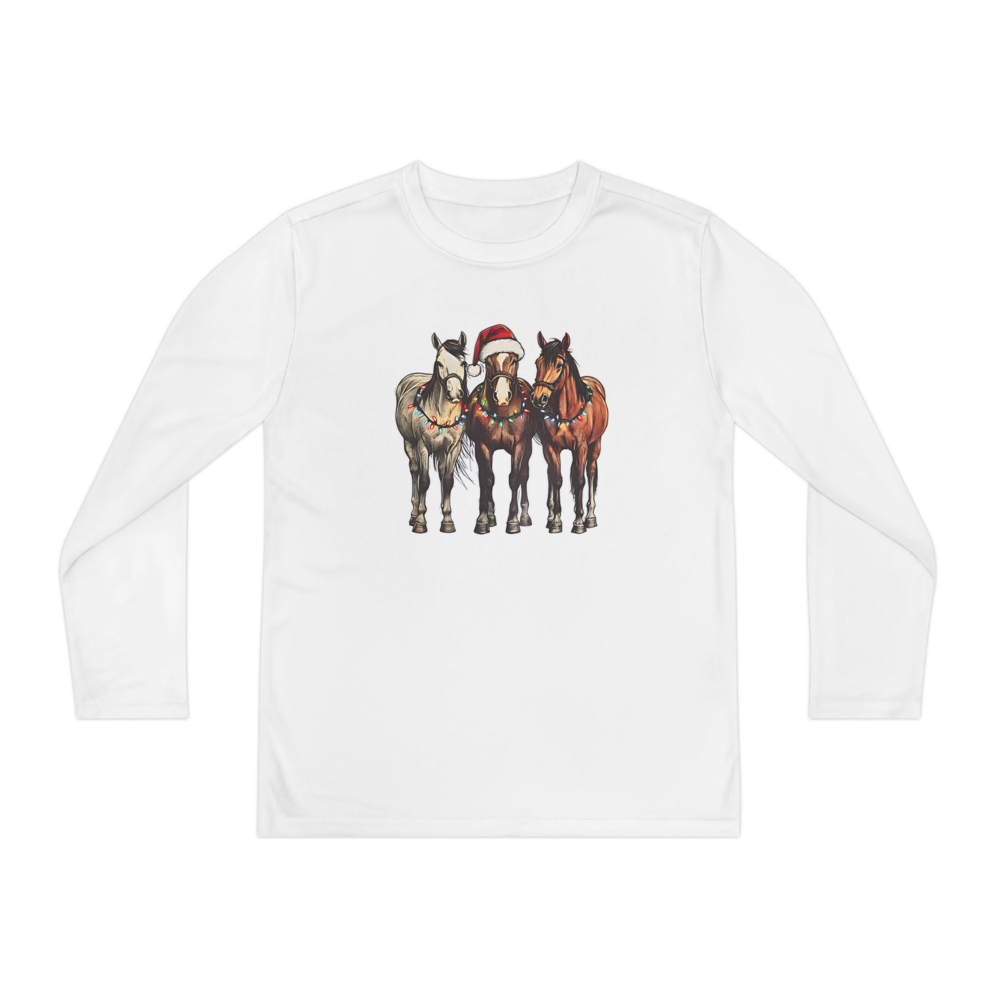Christmas Horse Long Sleeve Tees,  Kids Western Holiday Shirt |  Matching Family Outfit