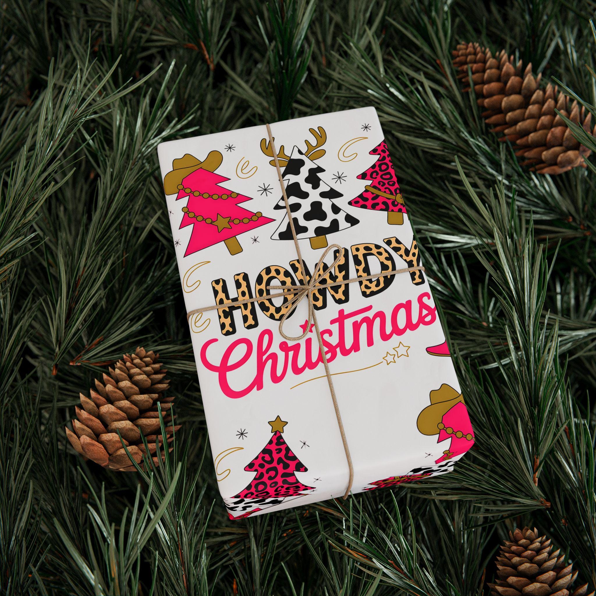 Howdy Christmas Wrapping Paper, Western Holiday Gift Wrap