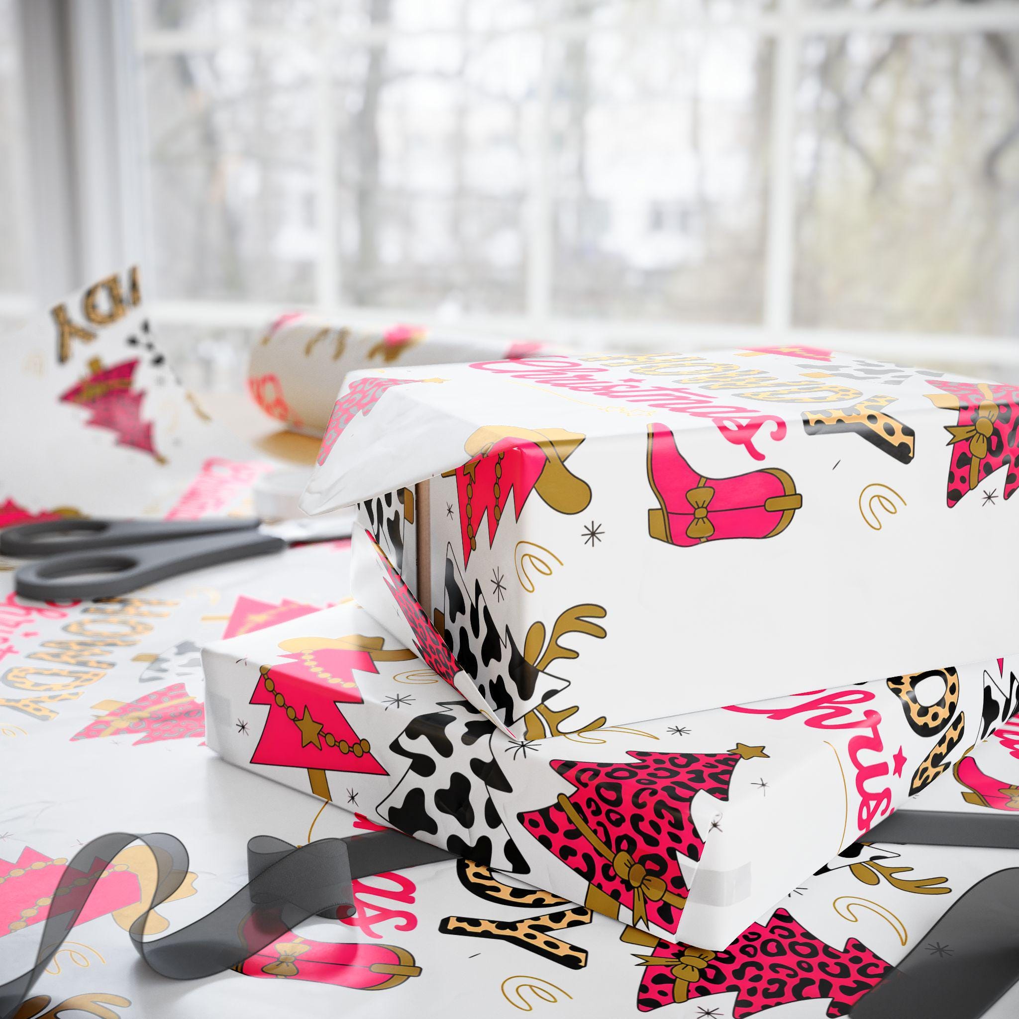 Howdy Christmas Wrapping Paper, Western Holiday Gift Wrap