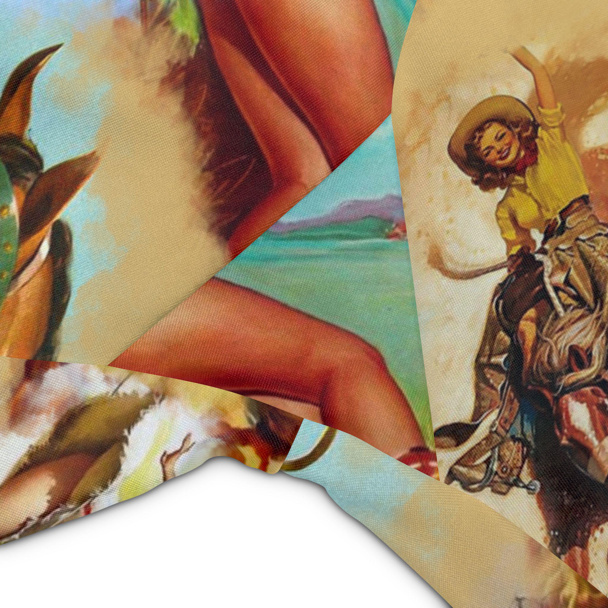 Retro Cowgirl Print Womens Biker Shorts | Western Workout Shorts