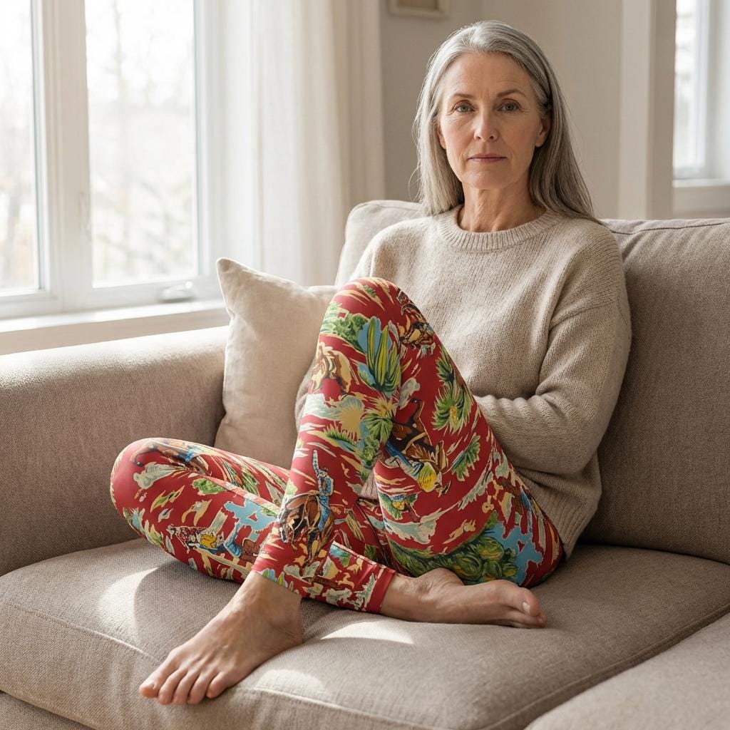 Western Cowboy Leggings | Vintage Rodeo Scene Leggings | Cowgirl Desert Print Leggings