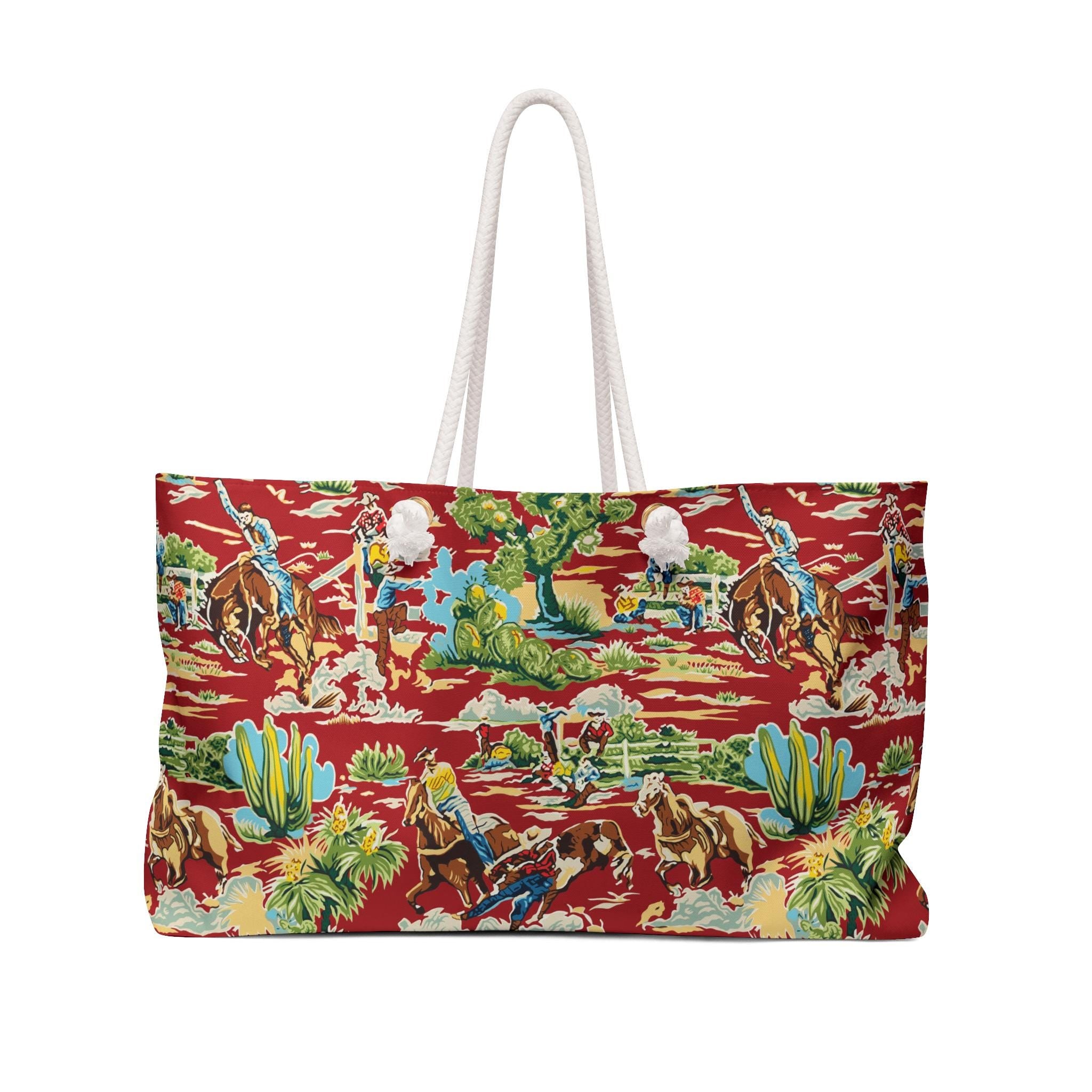 Vintage Cowboy Weekender Bag, Western Travel Tote