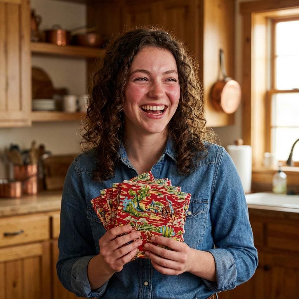 Vintage Cowboy Cloth Napkins Set of 4, Western Ranch Table Cotton Napkins