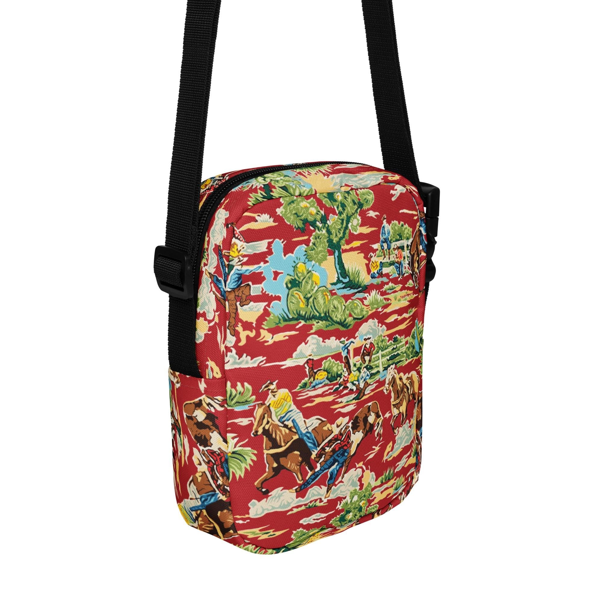 Red Vintage Cowboy Crossbody Bag, Western