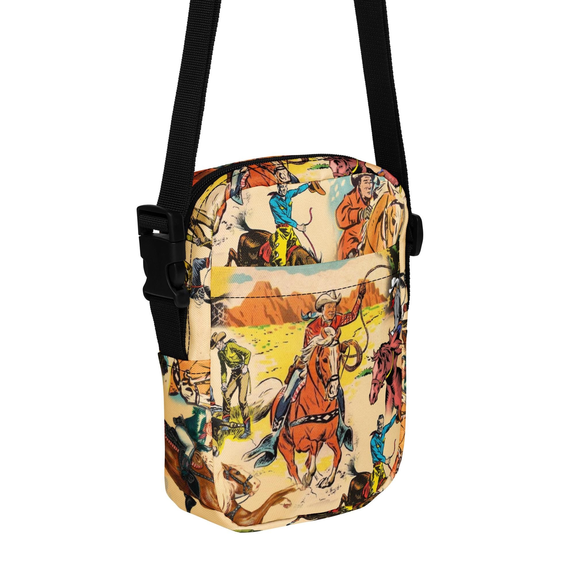 Vintage Cowboy Crossbody Bag, Western Utility Purse, Adjustable Festival Bag