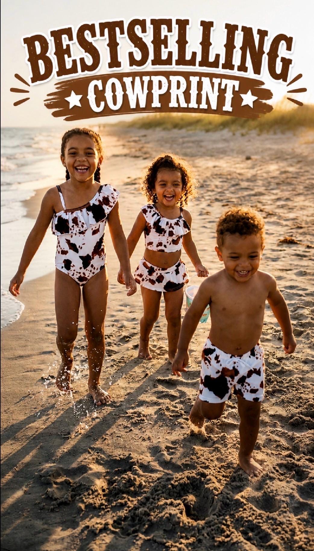 Girls Cowprint One-Piece Swimsuit | Western Cowgirl Bathing Suit