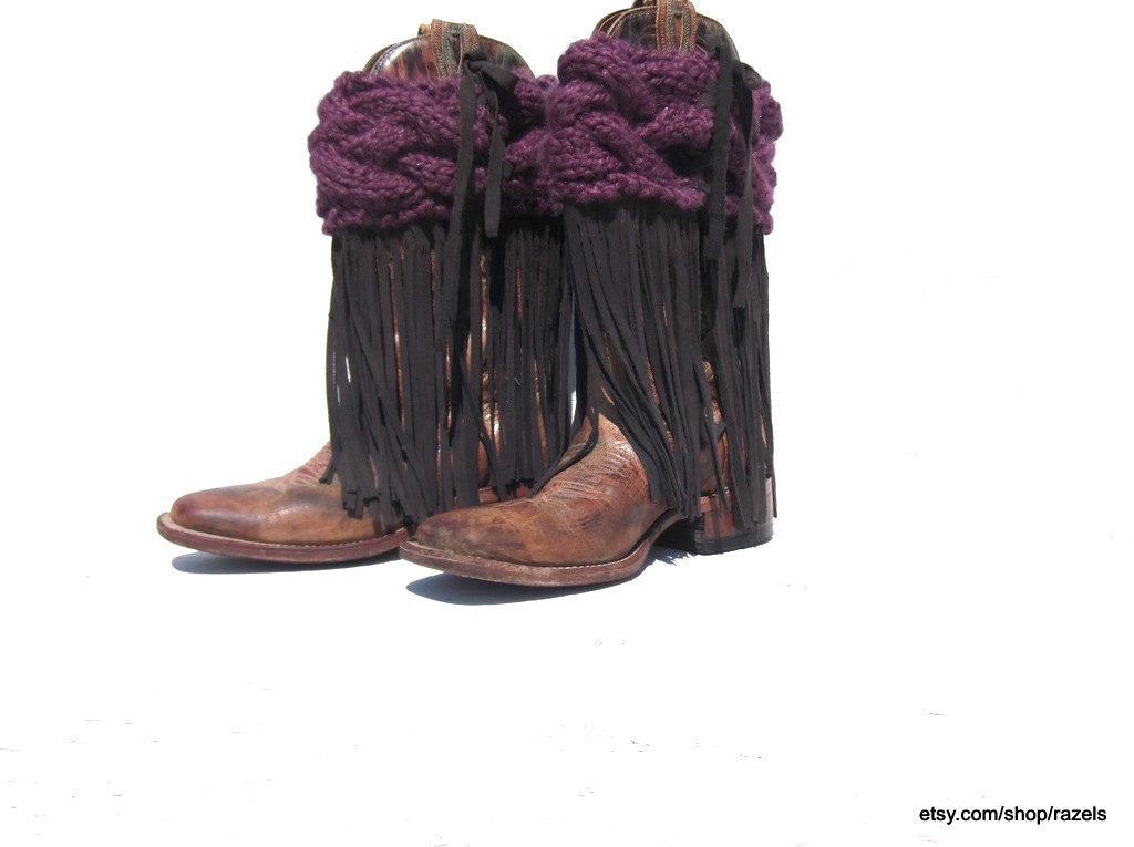 Leather Fringe Boot Covers BOHO Festival Boot Covers Western Boots Charm