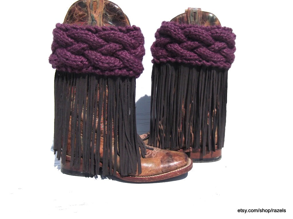 Leather Fringe Boot Covers BOHO Festival Boot Covers Western Boots Charm