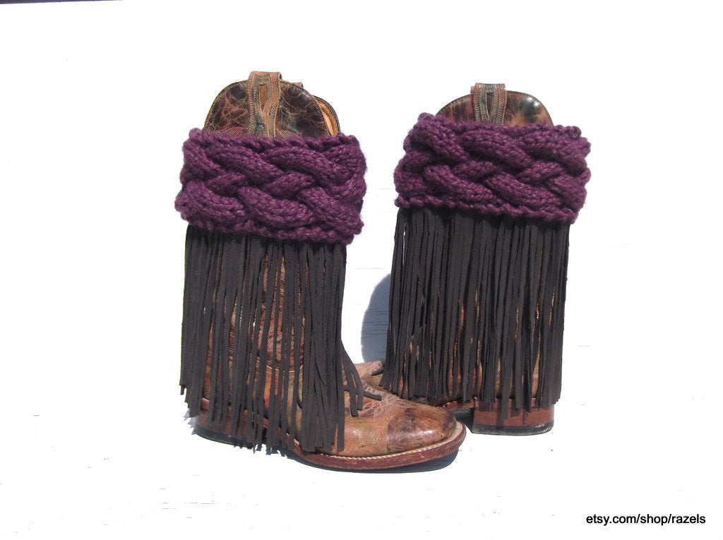 Leather Fringe Boot Covers BOHO Festival Boot Covers Western Boots Charm