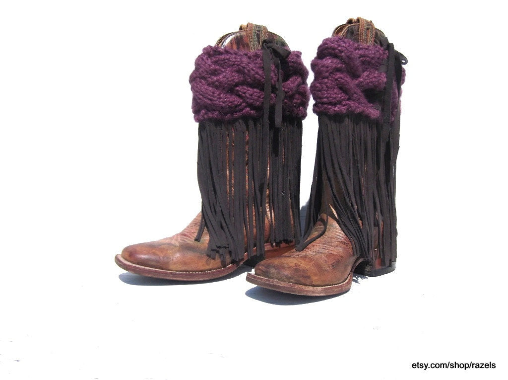 Leather Fringe Boot Covers BOHO Festival Boot Covers Western Boots Charm