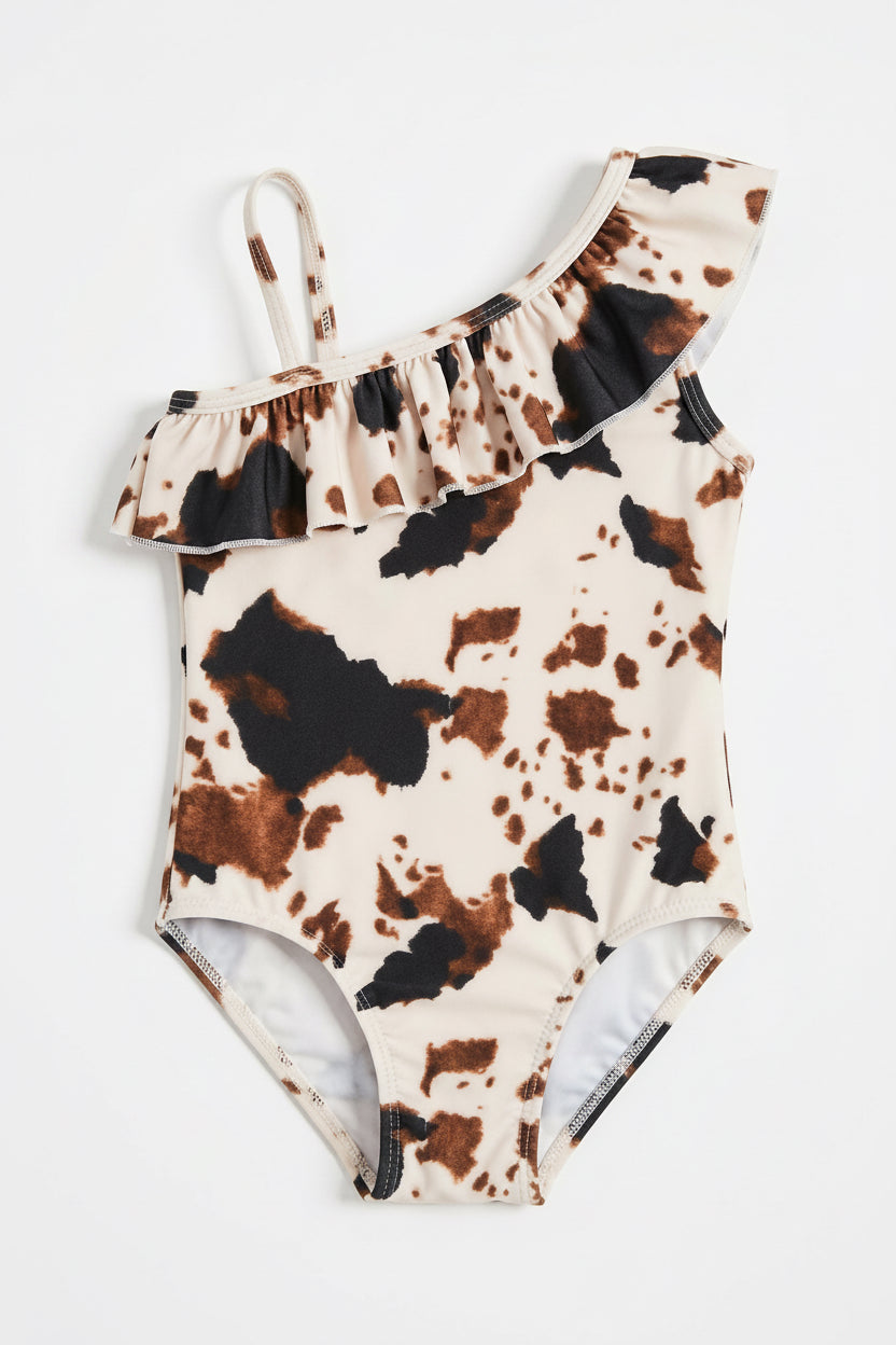 Girls Cowprint One-Piece Swimsuit | Western Cowgirl Bathing Suit