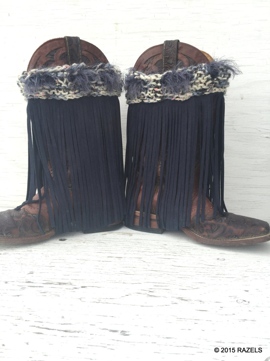 LEATHER FRINGE Boot Covers BOHO Cowgirl Boot Covers Festival Outfit