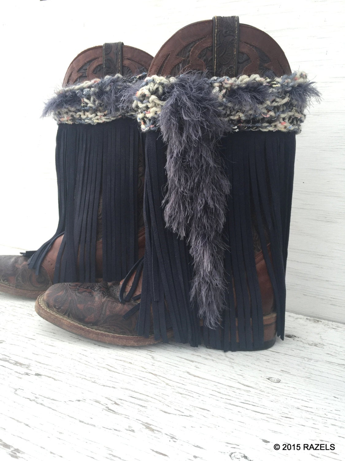 LEATHER FRINGE Boot Covers BOHO Cowgirl Boot Covers Festival Outfit