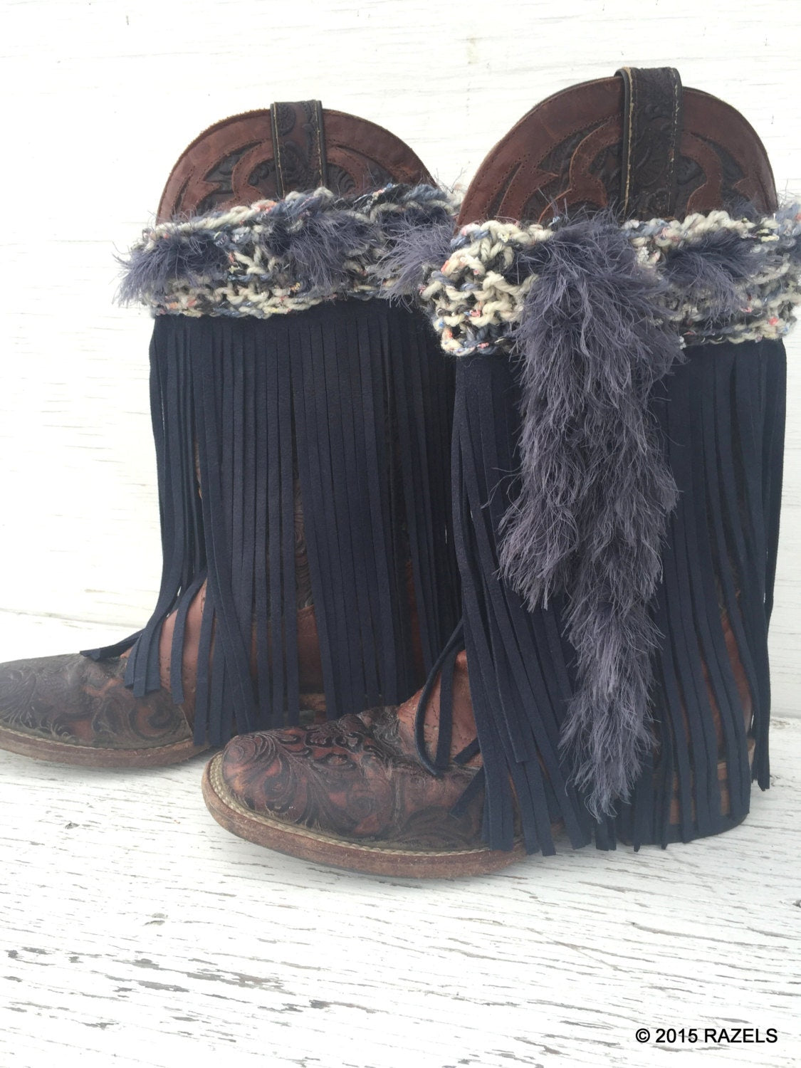 LEATHER FRINGE Boot Covers BOHO Cowgirl Boot Covers Festival Outfit