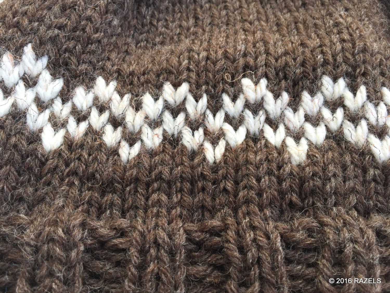 Pure WOOL WINTER Hat Beanie Handknit Warm Water Repellant all Natural Wool Hat -Razels