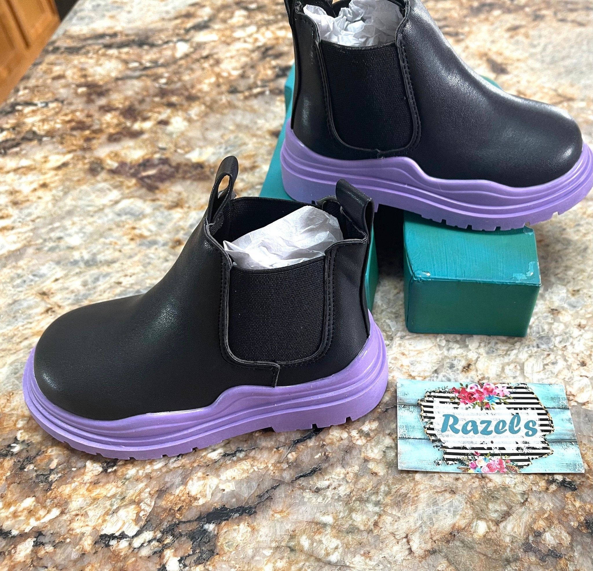 Kids Boots Waterproof Leather Boots back to school fall boots rain boots chunky sole boots - Razels