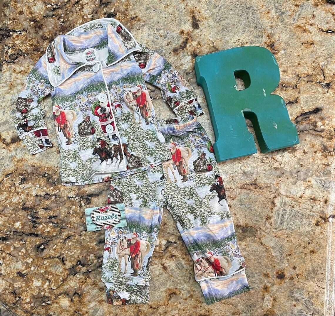KIDS COWBOY Santa Christmas / Matching Family Western Outfits/ Christmas Morning Outfit Set - Razels