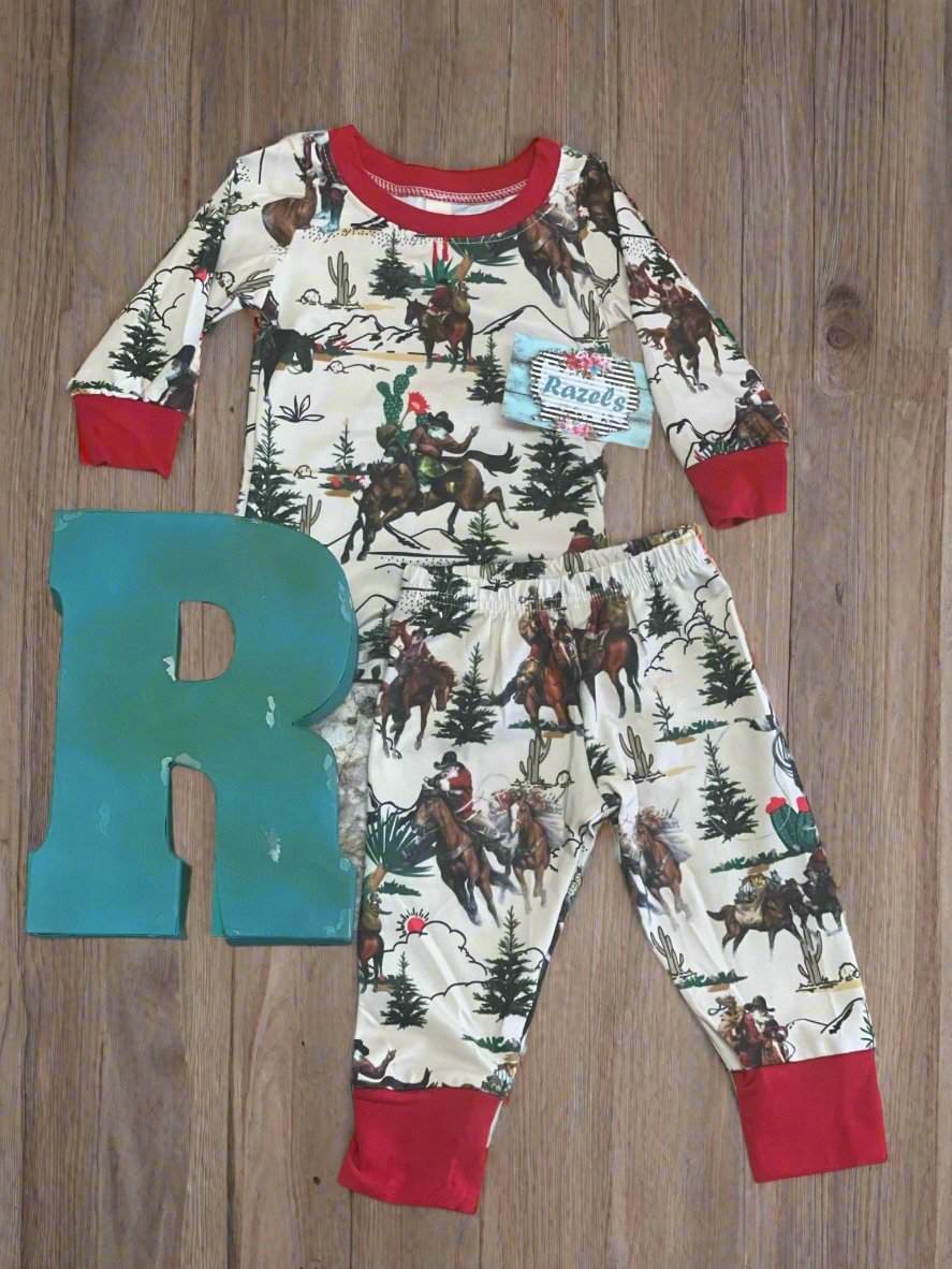 KIDS Cowboy Santa Christmas Outfit / Western Cowboy Christmas Holiday / Matching Family / Vintage Country Santa Clause - Razels