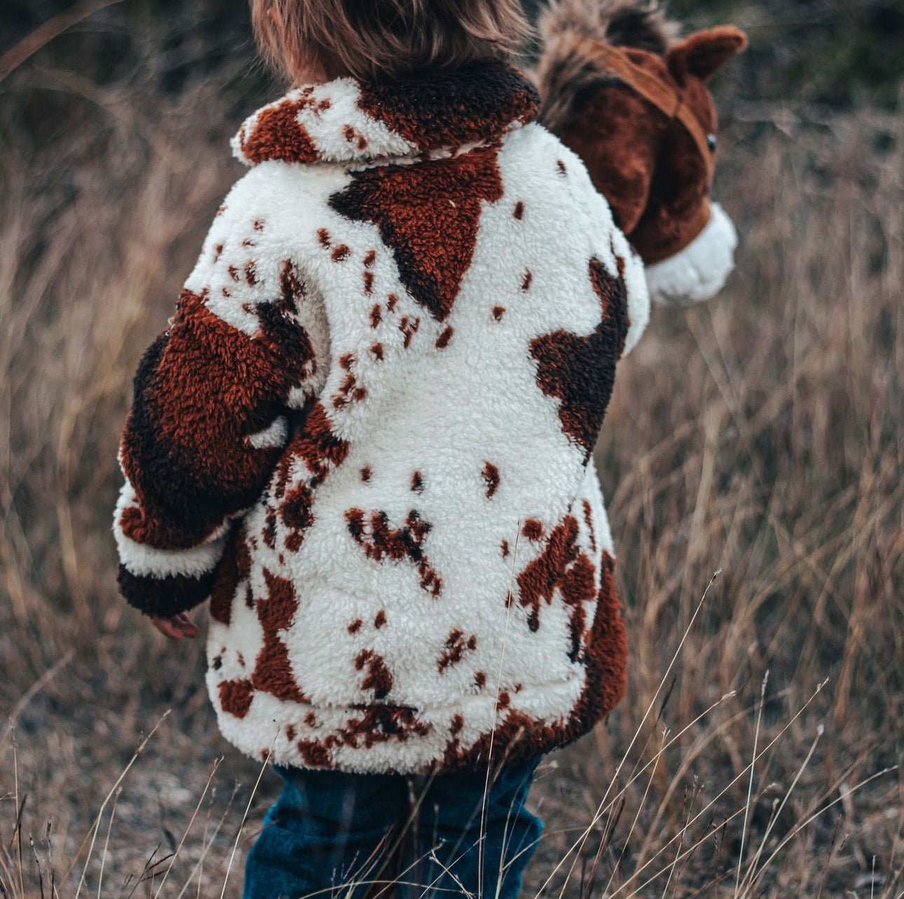 Kids CowPrint Sherpa Sweatshirt, COW SHERPA - Razels