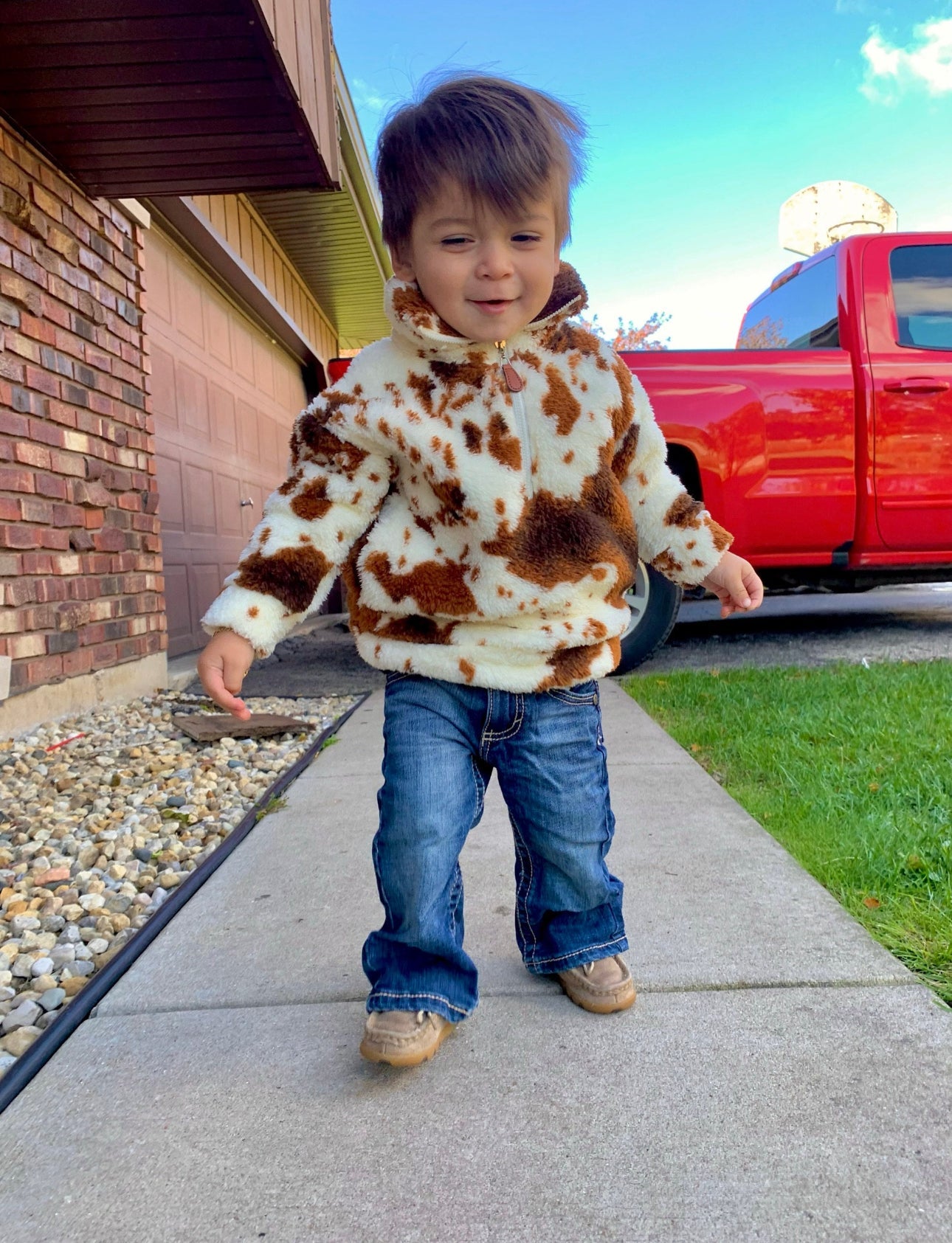 Kids CowPrint Sherpa Sweatshirt, COW SHERPA - Razels