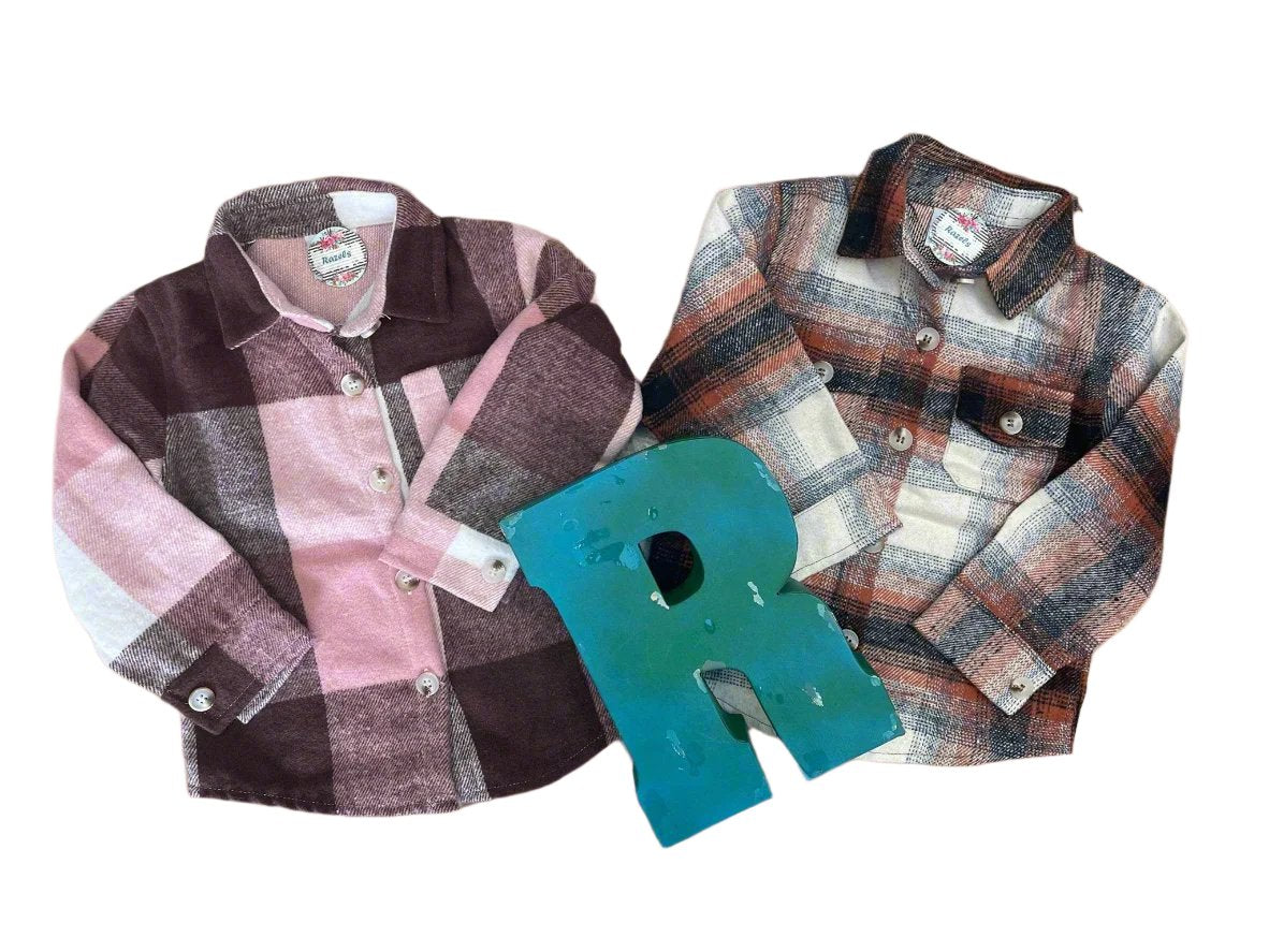 kids Plaid Flannel SHACKET, SPRING Layering Button Up Shirt - Razels