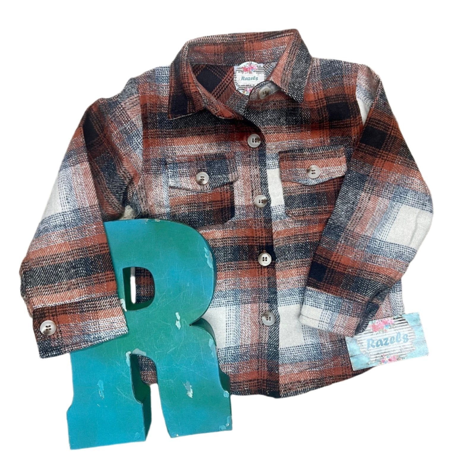 kids Plaid Flannel SHACKET, SPRING Layering Button Up Shirt - Razels