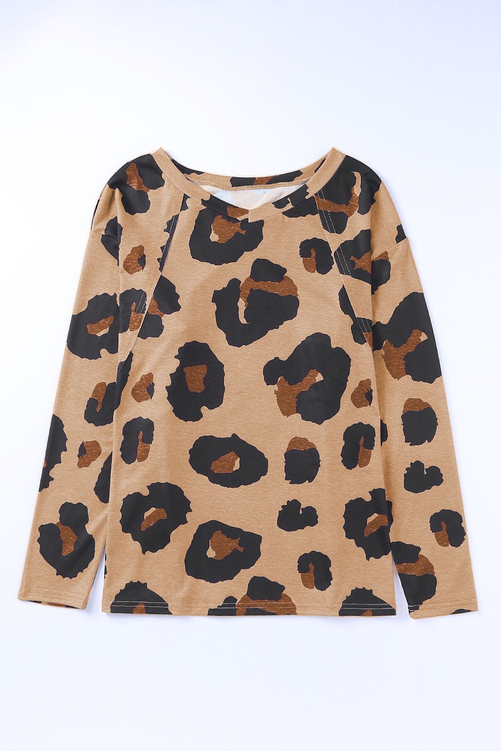 Leopard Print Long Sleeve Loose Top Womens Fall Top Animal Print Shirt - Razels