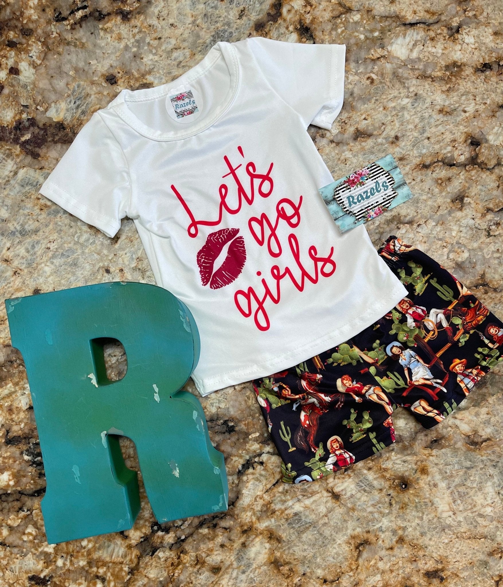 Let’s Go Girls Bell Bottom Outfit, VINTAGE COWGIRL Flares Tee - Razels