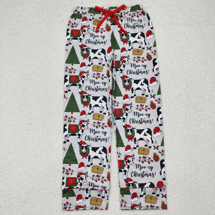 Matching Family “Moo-ey Christmas” Pajamas – Western Cow Print Holiday PJs | Kids & Adult Sets
