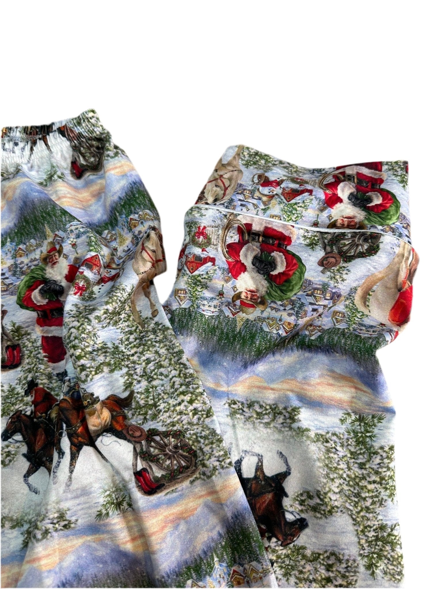 ORIGINAL Blue Cowboy Santa Christmas Pajamas / Western FAMILY CHRISTMAS Pjs / Adult Cowboy Santa Pajamas - Razels