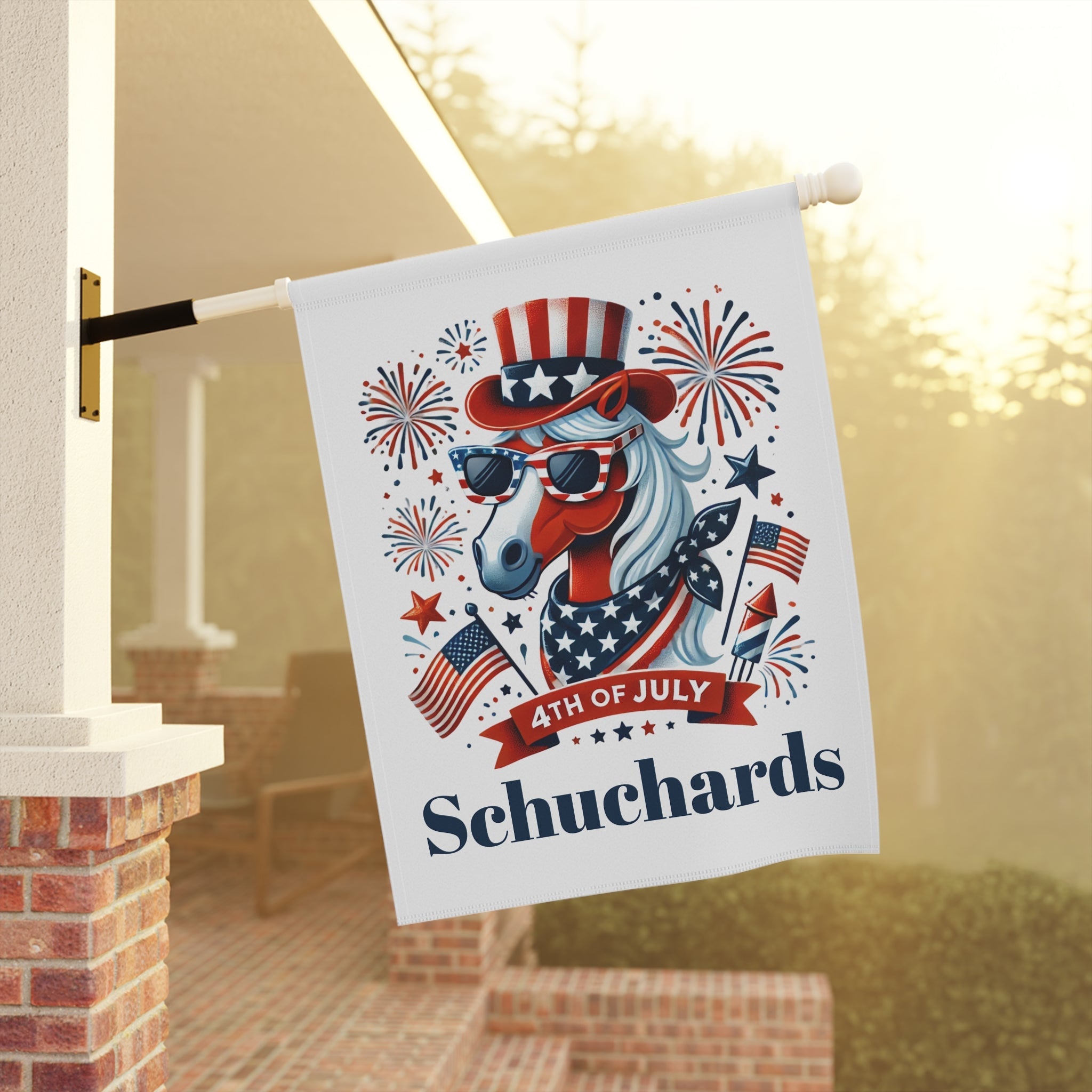 Patriotic Horse Garden Flag, 4th of July House Flag, Custom Yard Sign, Personalized Yard Flag, Funny Independance Day Flag - Razels