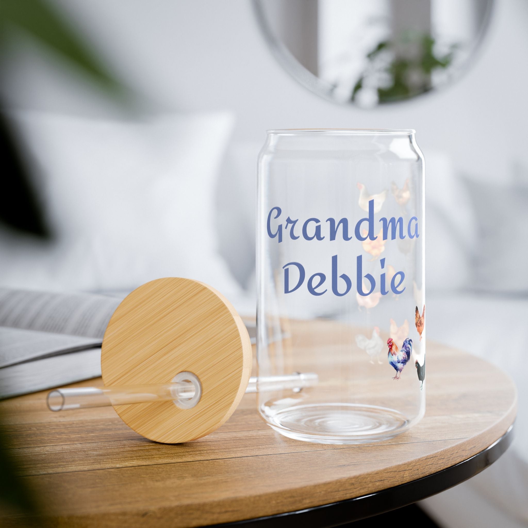 Personalized CHICKEN Sipper Glass, Custom Gift for Grandma, Mom, Chicken Lover, Mothers Day, - Razels