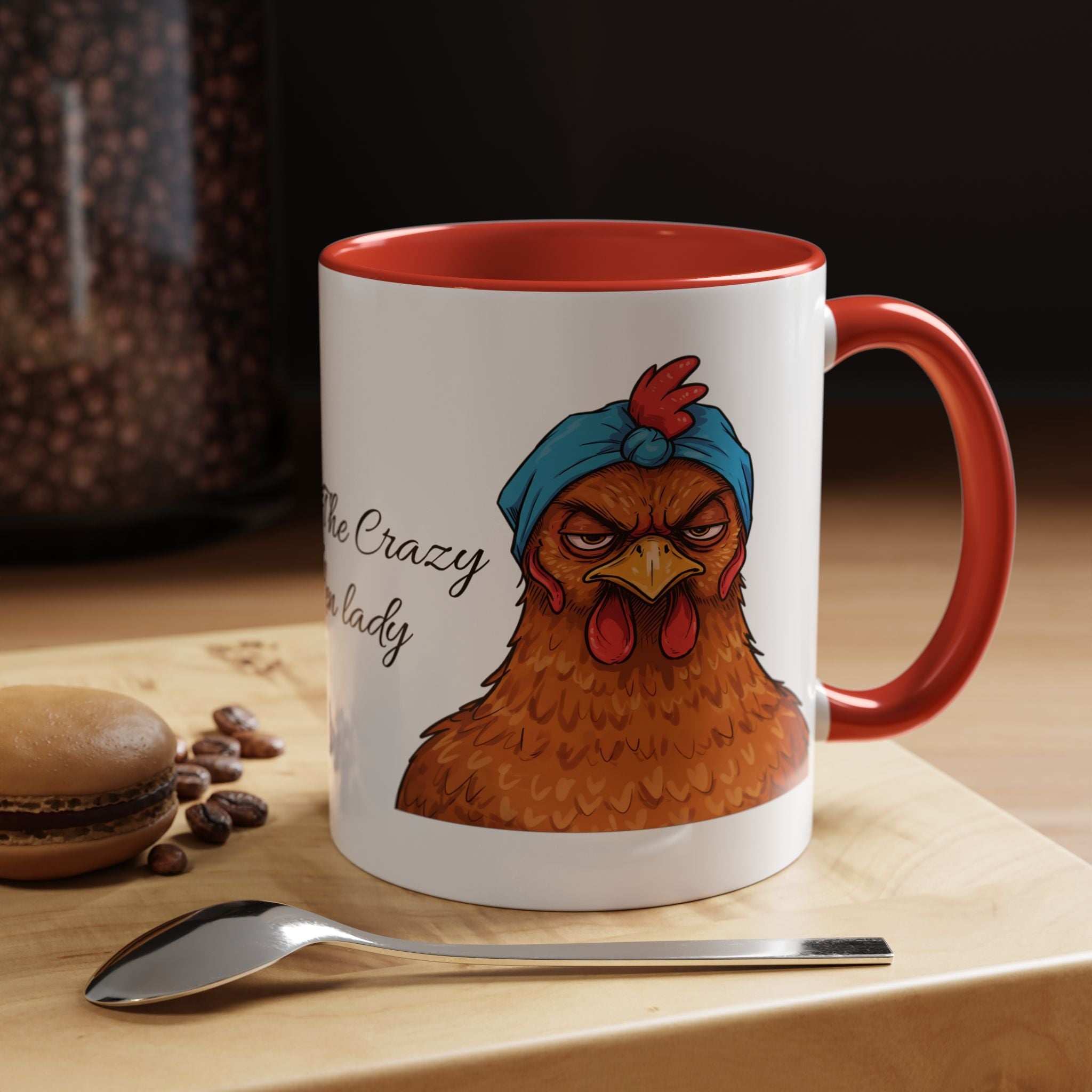 Personalized Crazy Chicken Lady Mug, Red Hen Mug,, Mad Hen Mug, Chicken Coffee Cup, Gift for Chicken Lover, Quirky Coffee Cup - Razels