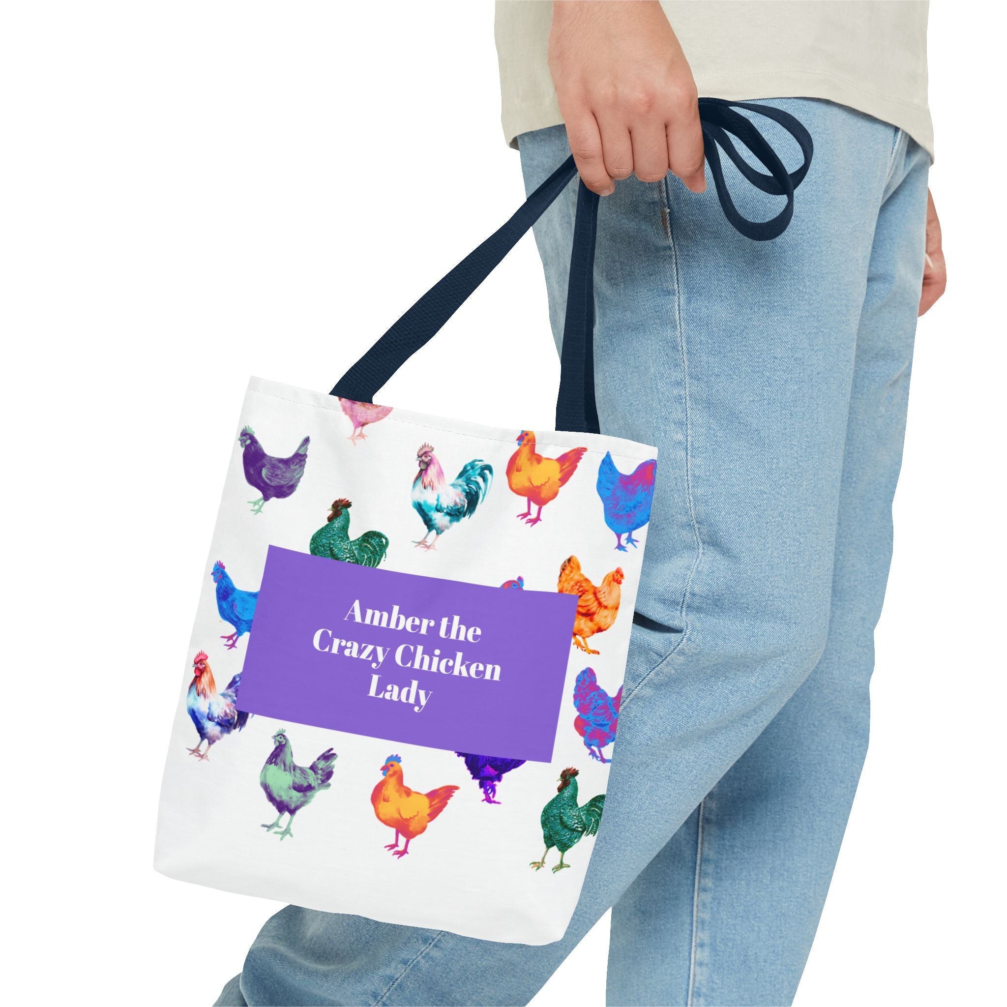 Personalized CRAZY CHICKEN LADY Tote Bag, , Custom Name Gift for Chicken Lovers, - Razels