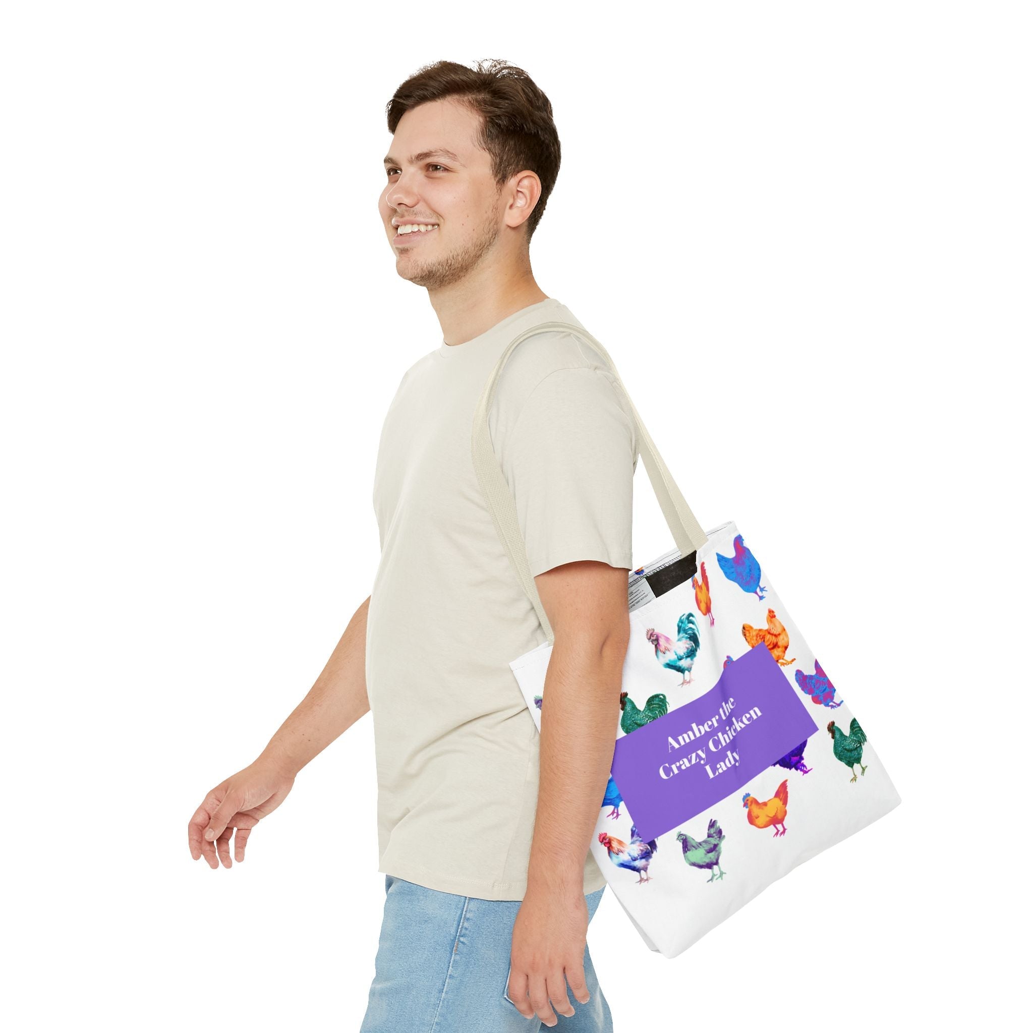 Personalized CRAZY CHICKEN LADY Tote Bag, , Custom Name Gift for Chicken Lovers, - Razels