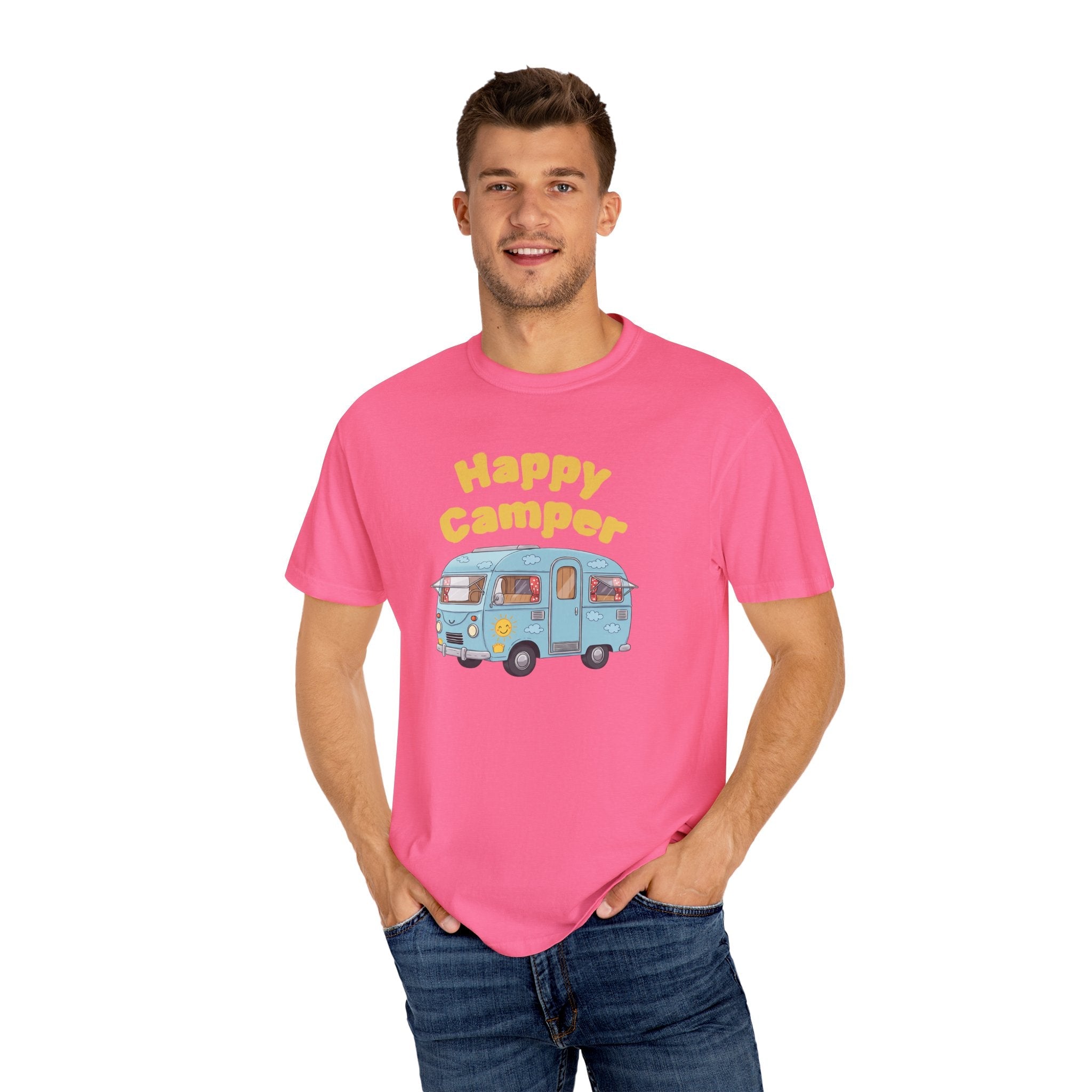 Personalized Happy Camper T-Shirt, Custom Name Camping Shirt, RV Vacation Tee, Road Trip Shirt, Matching Family Reunion Shirt, Glamping - Razels